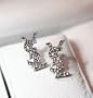 LETTRES YSL pleins rhinestones ARGENT BRILLANT Boucles d'oreille