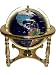 12 Gemstone World Globe with Gold Plated Stand