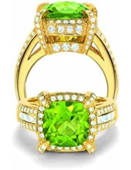 Charles Krypell 18K Yellow Gold Peridot and Diamond Ring