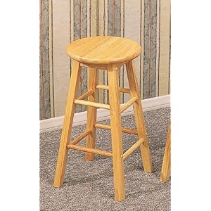 Set of 2 Traditional Natural Finish Solid Wood Bar Stool Stools by visiondecor Furniture