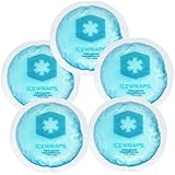 IceWraps Round Blue Gel Ice Packs with Cloth Backing - Set of 5 Multipurpose Flexible Reusable Hot or Cold Packs