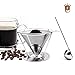 Pour Over Coffee Dripper - Premium Food Grade Stainless Steel Filter - Cafe Style Coffee Maker - Free Weighted Scoop - Paperless Reusable 1-4 Cup Cone Design