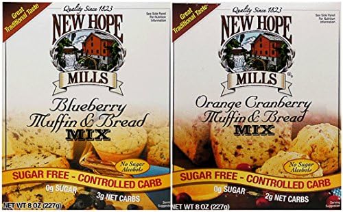 1 New Hope Mills Sugar Free Blueberry Muffin & Bread Mix and 1 New Hope Mills Sugar Free Orange Cranberry Muffin & Bread Mix
