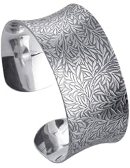 Sterling Silver Antiqued Leaf Cuff Bracelet 31mm