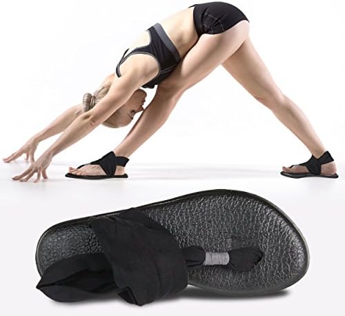 Domett Yoga Flip Flops for Women with Memory Foam Insole for Indoor and Outdoor Use, Black