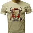 Buffalo Skull With Feathers T-shirt, Indian T-shirts, Chopper T-shirts, Native American T-shirts