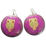 Handmade Lovely Gold Tone Emboss Dangle Earring Jewelry