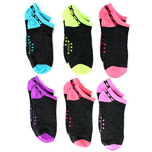 Esprit Womens 6 pk No Show Socks (9-11 (Shoe: 4-10), Neon Heart Grey)