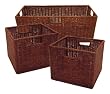 Winsome Wood Leo Storage Baskets, Set of 3, Espresso