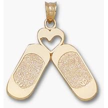 Dance Slippers with Heart Pendant - 14KT Gold Jewelry