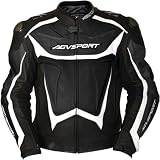 AGV Sport Laguna Men's Leather Street Bike Motorcycle Jacket w/ Free B&F Heart Sticker Bundle - Black / Size 42