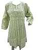 Anarkali Dress Kurta Tunic Pear Green Chikan Embroidered indian Fashion Medium Size