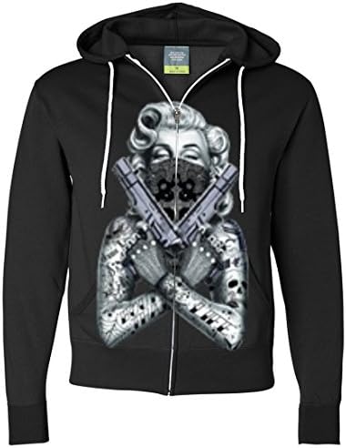 Marilyn Monroe Gangster Glocks Zip-Up Hoodie - Black 3X-Large