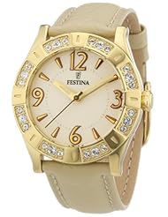 Festina Ladies Quartz Watch with Beige Dial Analogue Display and Beige Leather Strap F16580/2