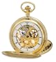 Avalon Imperiale Series 17 Jewel Hand Wind Gold-Tone Skeleton Pocket Watch with Chain and Desktop Display # 8800GX