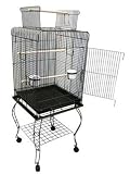 Brand New Parrot Bird Cage Cages Play w/Stand 20x20x 58-600H Antique-Silver