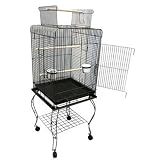 Brand New Parrot Bird Cage Cages Play W stand on Wheels 20x20x58,AS