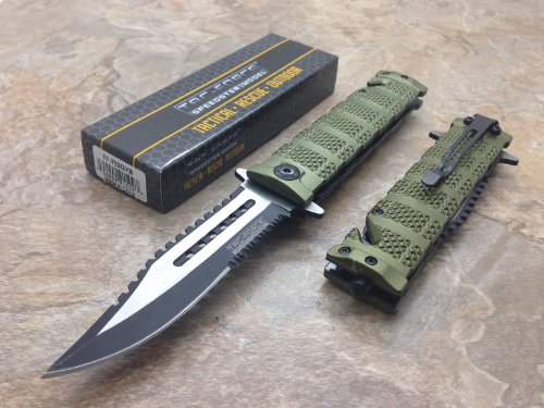 Tac Force Assisted Opening Rescue Tactical Pocket Folding Sawbaw Bowie Knife Outdoor Survival Camping Hunting w/ Glass Breaker - Green Tac Force Assisted Opening Rescue Tactical Pocket Folding Sawbaw Bowie Knife Outdoor Survival Camping Hunting w/ Glass Breaker - Green