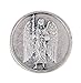 Silver Toned Base Saint Michael with Scales of Justice Pocket Token, 1 1/4 Inch