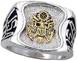 Army Ring - 18K White Rhodium Electroplated Ring - US Army - Veteran Ring.