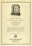 IMAGE OF 1922 Ad Analytical Balance Laboratory Beams Case Weight Glass Aluminum Hangers - Original Print Ad