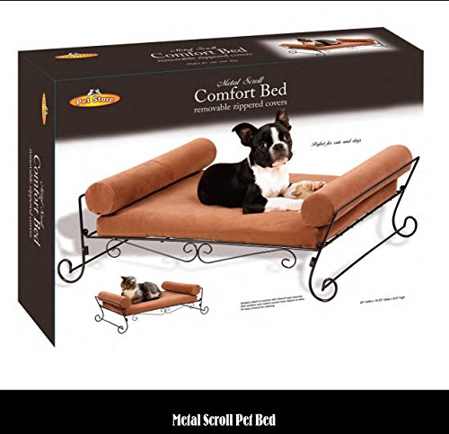 SCROLL DESIGN METAL COMFORT PET BED WITH CUSHION