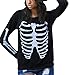Long Sleeve Sweatshirt Women Halloween Skeleton Print Winter Pullover Black S