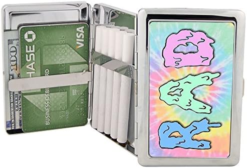 RAD Pastel Tie Dye Cigarette Case Metal Wallet with RFID Protection Polished Silver Stainless Steel Tie-Dye Hippie Love (Regular or King Size)