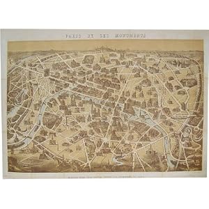 Paris and Monuments 3 Dimensional Map Paper Gift Wrap Decoupage