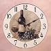 Wood Wine Bottle Grapes Round Decorative Wall Clock