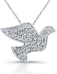 14k White Gold Diamond Dove Pendant (1/6cttw, JK, I2-I3), 16"