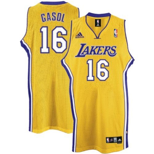 adidas Los Angeles Lakers #16 Pau Gasol Gold Home Swingman Basketball Jersey