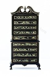 Dollhouse Miniature Chinosserie Tall Chest of Drawers