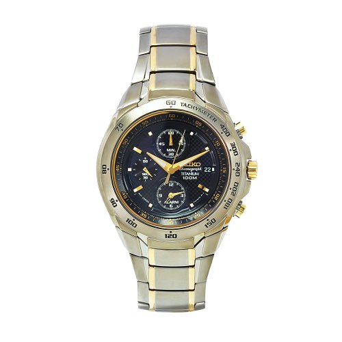 Seiko Men's SNAB93P1 Titanium Analog with Blue Dial Watch