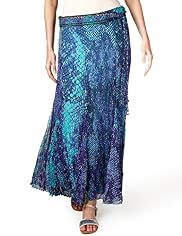 Per Una Faux Snakeskin Print Crinkle Belted Skirt