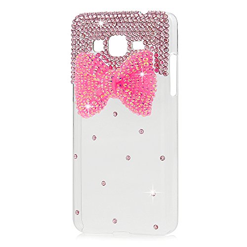 Galaxy Grand Prime Case,Samsung G530H Case - Mavis s Diary 3D Handmade Bling Cute Pink Bow with Shiny Crystal Sparkle Diamonds Gems Lovely Clear Cover Hard PC Case for Samsung Galaxy Grand Prime G530