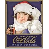 Coca Cola Coke Santa Hat Christmas Girl Retro Vintage Tin Sign - 13x16