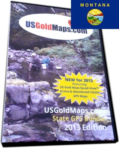 Montana **GPS** Active & Abandoned Gold Claims + Federal USGM Quad-View Gold Sites Maps Bundle - 2013 Edition - (for Garmin BaseCamp & Garmin nuvi compatible GPS Devices)