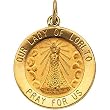 14K Yellow Gold Our Lady of Loreto Medal - 22.00mm