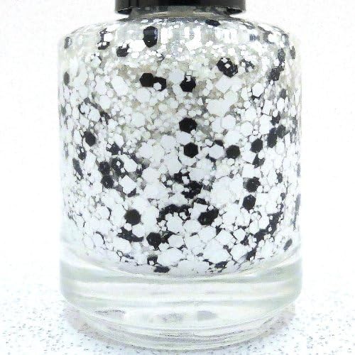 Trooper Nail Polish - Black White Glitter Nail Polish by Rainbow Polish