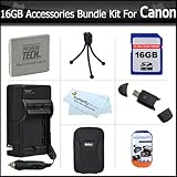 16GB Accessories Kit For Canon PowerShot ELPH 100 HS, ELPH 300 HS, ELPH 310 ....