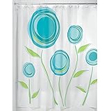 InterDesign Botanical Shower Curtain, Marigold, Blue/Green, 72 x 72-Inch