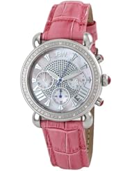 JBW Womens JB-6210L-E "Victory" Pink Pearl Stainless Steel Pink Leather Diamond Watch