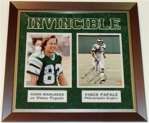 Mark Wahlberg and Vince Papale Autographed/Hand Signed Philadelphia Eagles 8x10 Photos - Custom Fram