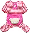 Cute Bear Comfy Dog Pajams Dog Shirt Stripes Dog Jumpsuit Pet Dog Clothes, Medium
