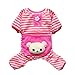 Petparty® Cute Bear Comfy Dog Pajams Dog Shirt Stripes Dog Jumpsuit Pet Dog Clothes (Pink, XL) Back 14