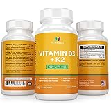 Nutrissa&reg; Vitamin D3 with K2 Mk7 - Non-GMO Small Chewable Tablets (2000iu 75 mcg) - High Potency Supplement for Immune Support and Bone Health - 100% Money Back Guarantee
