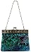 Blue Antique Beaded Sequin Turquoise Sunburst Clutch Evening Handbag Purse w/ 2 Detachable Chains