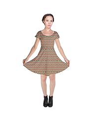Polyester/Spandex Chevron Print Zig Zag Cap Sleeves Stretchy  Dress