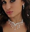 Beautiful Dangling Crystal Rhinestone Necklace and Matching Earrings 3 Piece Set